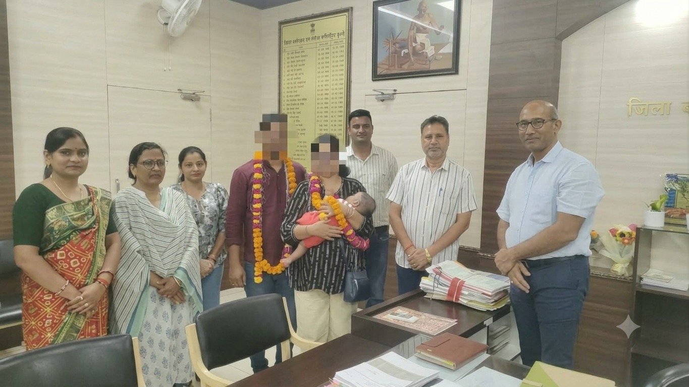 झाड़ियों में मिले नवजात को मिला माता-पिता का वात्सल्य