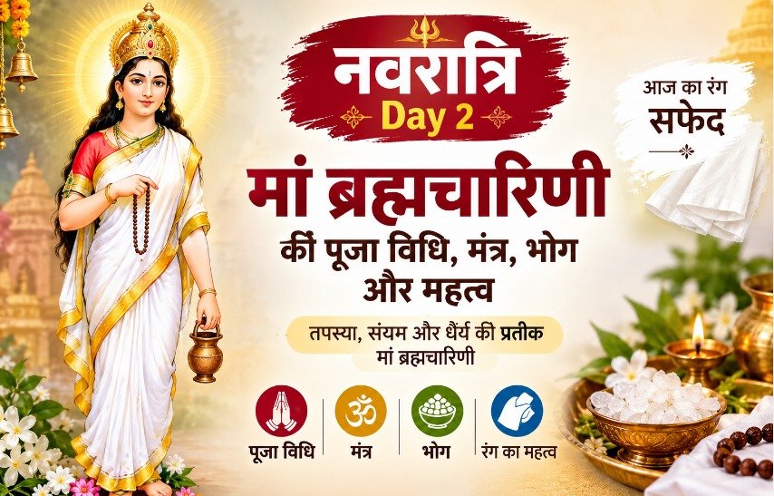 Navratri Day 2 2026: आज मां ब्रह्मचारिणी की पूजा, जानें मंत्र, भोग और सफेद रंग का महत्व