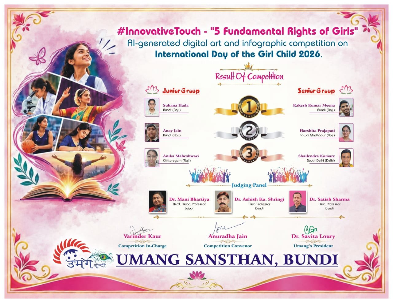 ‘इनोवेटिव टच’ एआई डिजिटल आर्ट प्रतियोगिता के परिणाम घोषित, चार राज्यों के 54 प्रतिभागियों ने दिखाई प्रतिभा