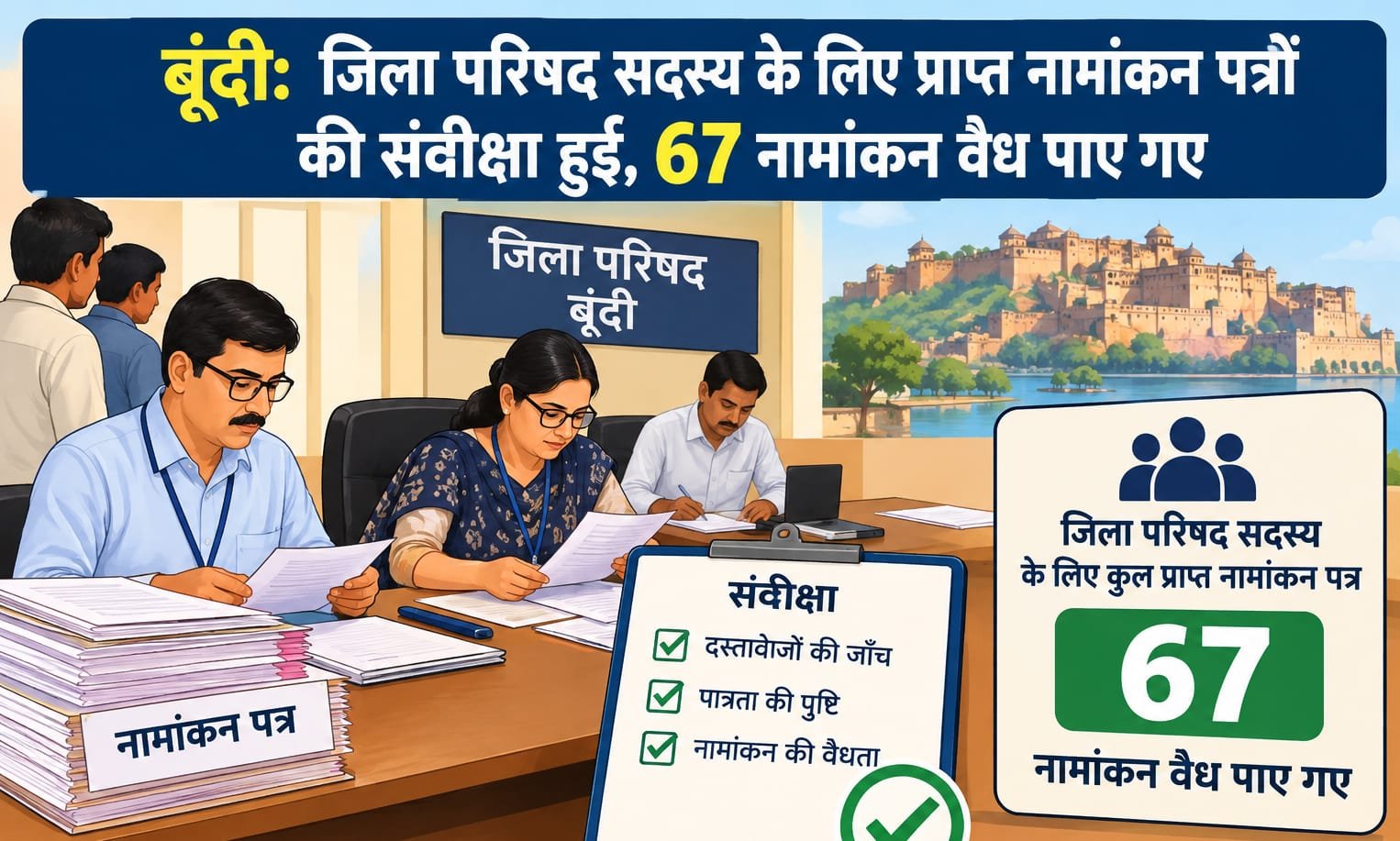 जिला परिषद चुनाव में 120 में से 67 नामांकन वैध, 53 खारिज